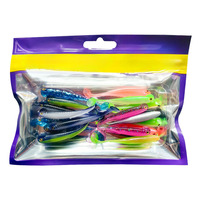Lot de 15 leurres souples de pêche de 6 cm, 1,3 g, queue en T, appât en plastique souple, ver artificiel bicolore, jerkbait