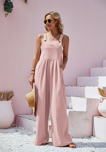 Tuta da <span class=keywords><strong>donna</strong></span> <span class=keywords><strong>oversize</strong></span> a gamba larga, senza maniche, con bretelle, stile vacanza, casual, snellente e anti-età - Product Image 3