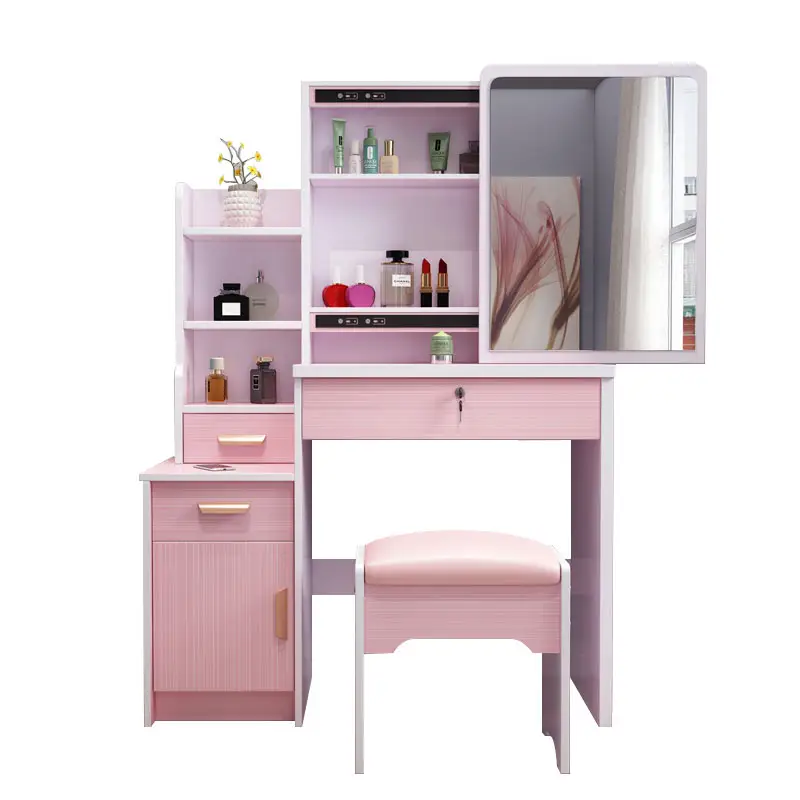 Modern Furniture Luxury Dresser Make Up Vanity Desk LED Light Makeup Dressing Table With Mirror