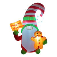 Gnome gonflable géant de 1,8 m avec chapeau rayé et LED, bonhomme en pain d'épices, pour décoration extérieure de Noël, fête à domicile, logo personnalisé, taille sur mesure
