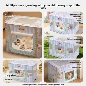 Boîte de mise bas pour chattes, Nid de maternité dédié pour chattes, Tente de mise bas fermé<span class=keywords><strong>e</strong></span> toutes saisons pour chattes gestantes, Lit pliable pour animaux de compagnie - Product Image 3
