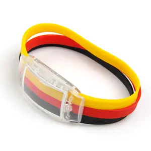 Hot Sale Football Fans Silicone Wristband Light Up Flag Color Country Silicone Bracelet