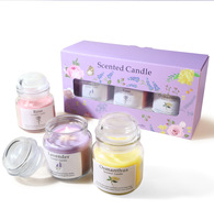 LANJO Coffret Cadeau de 3 Bougies Votives Parfumées Écologiques en Cire de Soja Sans Flamme, Aromathérapie, Fait Main, Décoration de Noël pour la Maison