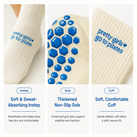 Chaussettes de yoga antidérapantes en coton pour femmes, chaussettes de fitness tricotées avec grip pour le yoga, le Pilates, la danse, usage quotidien avec logo sur le corps