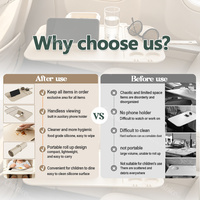 Plateau de Table d'Avion Personnalisé en Silicone avec Support de Téléphone Pliable et Trou de Passage pour Câble