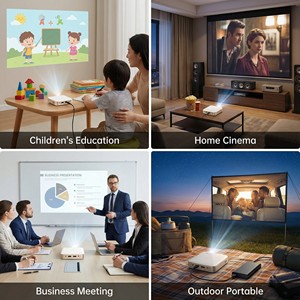 Mini Proyector DLP Inteligente Android 13, 200 <span class=keywords><strong>Full</strong></span> <span class=keywords><strong>HD</strong></span> 4K LED, Batería Integrada, Proyector Inalámbrico para Teléfonos Móviles/Tabletas, 2G RAM, Portátil - Product Image 3