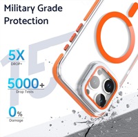 Coque de téléphone portable magnétique transparente en PC bicolore or pour iPhone 17 Pro Max avec béquille à pression chaude et support invisible pour objectif 15