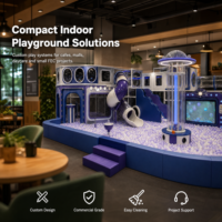 Área de Juegos Interior Soft Play Blue Ocean con Certificación TUV ISO 9001, Tobogán Doble con Temática Galáctica, Proyecto FEC