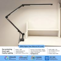 Lampe de bureau LED contemporaine en métal pliable, double source lumineuse, 95 Ra, gradation tactile/couleur, alimentation CA, protection des yeux, écologique