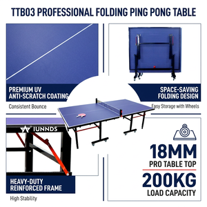 <span class=keywords><strong>Table</strong></span> <span class=keywords><strong>de</strong></span> <span class=keywords><strong>ping</strong></span>-<span class=keywords><strong>pong</strong></span> pliable avec logo personnalisé, surface en MDF <span class=keywords><strong>de</strong></span> 12/15/18 mm, ensemble <span class=keywords><strong>de</strong></span> tennis <span class=keywords><strong>de</strong></span> <span class=keywords><strong>table</strong></span> mobile pour la maison et le bureau, certifié ASTM - Product Image 3