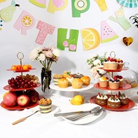 Présentoir à Cupcake personnalisé durable à 3 niveaux pour fête de mariage, plateau en mélamine élégant pour fruits et desserts