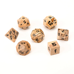 Customizable Natural Picture Stone Polyhedral DND Jewelry 16mm Wood Plastic Metal Ornaments with Custom Logo Font Symbol Pattern - Product Image 4