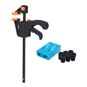 8pcs Pocket Hole Screw Jig 15 Degrees Dowel Drill Joinery Kit Carpenters Wood Woodwork Guides Joint Angle Locator Tool