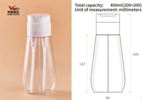 Tube cosmétique personnalisé 2-en-1, 400 ml, 500 ml, emballage à double compartiment pour dentifrice/brosse à dents, lotion corporelle, soin capillaire