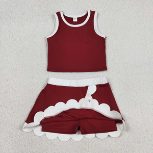 RTS New Arrive Baby Girls Kids Sleeveless Shirts Scallop Skirts Shorts Yoga Active Sets <b>Clothes</b> - Product Image 4