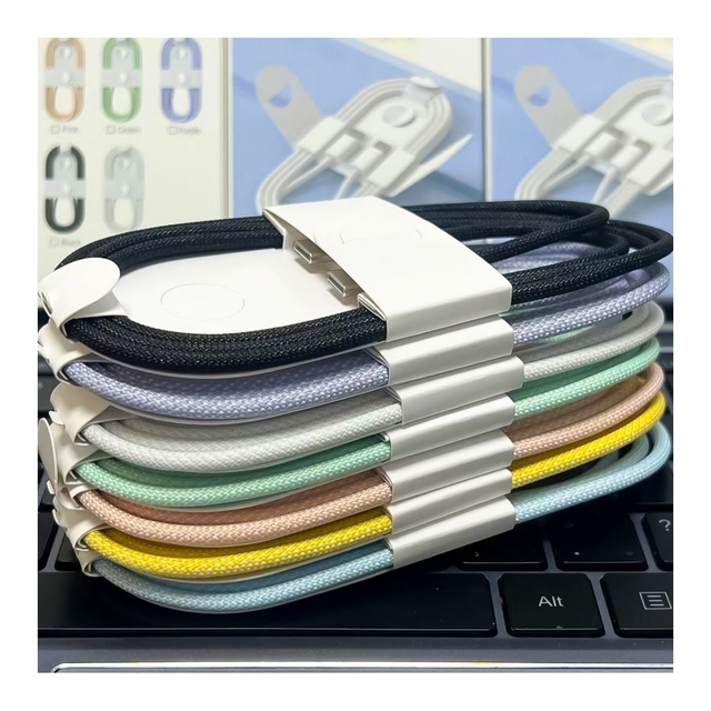 Original Braided PD 60W USB-C Charge Cable USB C to Type-C Fast Charging Cable with OEM Box for iPhone 15 16 Pro Max