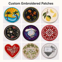 Patch brodé floral personnalisé en gros, motif rond vintage de fleurs et feuilles botaniques pour vêtements, vestes et sacs