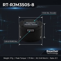 Motor de articulación robótica RT-RJM3505-8 24V 36W 1.8Nm Pico 400RPM CAN RS485 IP54 8:1 Planetario FOC