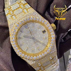 高品質高級ステンレススチールVVSモアッサナイトダイヤモンド機械時計ヒップホップアイシングアウト男性用自動時計 - Product Image 5