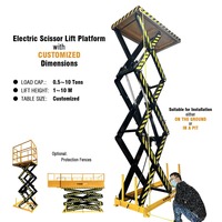 Plateforme élévatrice à ciseaux hydraulique électrique fixe de 1, 2, 4, 6, 8, 10 tonnes, avec clôture, pour plateforme de chantier, 3, 5, 7, 9 m