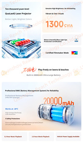 2026 Vidda Hisense LightGo 1300CVIA <b>Projector</b> 2K 20000mAh Battery Portable Outdoor Smart <b>Projector</b> Three-Color Laser <b>Projector</b> - Product Image 5
