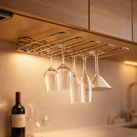 Support mural et de plafond 2-en-1 à cinq rangées pour verres à vin – Organisateur de rangement pour verres à pied – Accessoire de bar et de cuisine