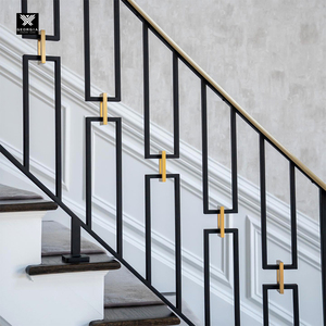 <span class=keywords><strong>Barandilla</strong></span> de <span class=keywords><strong>Escalera</strong></span> de Hierro Forjado Rústica de Diseño Minimalista con Pasamanos Dorado, Barandillas Interiores Fáciles de Instalar para Casas - Product Image 3
