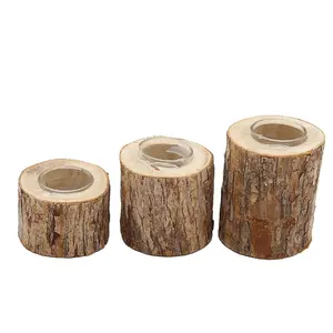 Custom Home Decor Birch Candle Holder Rustic Style Handmade DIY Craft Solid Wood Candle Holder Decoration