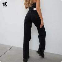 Pantalon Harem Élégant et Mignon pour Femme, Taille Haute, en Coton Denim Élastique de Haute Qualité, avec Poches, Respirant et Écologique, Idéal pour l'Été