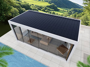 3x3/3x4/6x3/6x4 puerta de cristal a prueba de viento lujo jardín exterior persianas <span class=keywords><strong>Solarium</strong></span> pérgola Solar con Panel Solar para Europa - Product Image 5