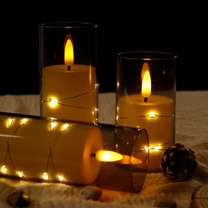 Flammenlose <span class=keywords><strong>LED</strong></span>-Säulenkerzen Flackernde 3D-Bewegungsflamme Fernbedienung Batteriebetrieben Wasserfest Umweltfreundlich - Product Image 4