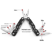 Pince multifonction pliable en acier inoxydable 19-en-1 pour survie et camping, avec tournevis, ouvre-bouteille, lame et dénudeur de fils
