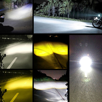Phare et feux antibrouillard LED pour moto à double lentille, bicolore blanc/jaune, en aluminium, avec faisceau haut/bas, ajustement universel