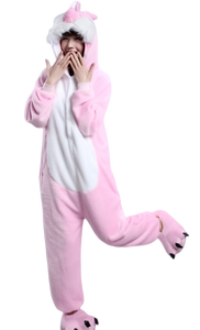 Kigurumi <span class=keywords><strong>Onesie</strong></span> para Adultos Mulheres Homens Pijama Dos Desenhos Animados Flanela Unicornio Vaca Pijamas para Halloween Cosplay Térmica