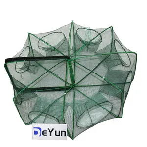 China Manufacturer Automatic Folded Fan-shaped Hexagon Octagon 6/8 Holes Crab Lobster Fishing Shrimp Cage