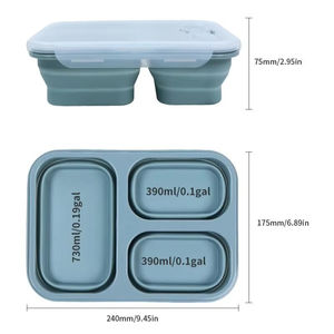 New food grade bisphenol a leak-free portable folding silicone <b>bento</b> <b>box</b> <b>adult</b> <b>lunch</b> <b>box</b> and children's food container - Product Image 4