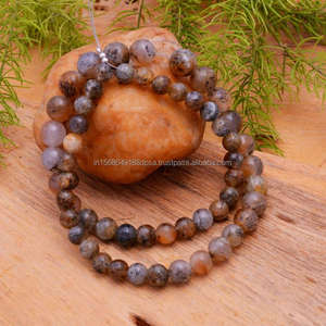 Súper increíble Natural Multi Sunstone suave forma redonda 16 pulgadas cuentas de piedras preciosas Strand uso para hacer joyería collar pendientes - Product Image 2