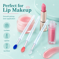 Applicateur de rouge à lèvres en silicone transparent, minimaliste, portable et réutilisable, avec poignée, pour le maquillage cosmétique