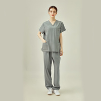 Chemise de gommage extensible à la mode de couleur foncée personnalisable chemisier médical tissé pour uniforme clinique dentaire avec logo