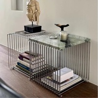 Table d'appoint de canapé au design créatif, en métal, robuste et durable, table basse de rangement, étagère de rangement mobile, meubles multifonctionnels