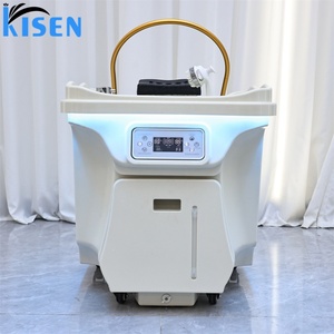 Kisen Évier portable pour soin capillaire sans plomberie, avec fonction vapeur, luminothérapie LED, roulettes et prise universelle - Product Image 2