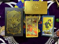 Prêt Stock PVC plastique feuille d'or Tarot cartes 12*7cm Divination jeux de société étanche astrologie Oracle Deck avec livret