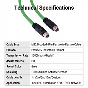 M12 IP67以太网电缆，带8p公到RJ45防水连接器铜导体和聚氯乙烯绝缘IP67保护 - Product Image 5