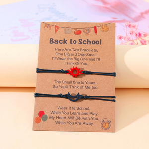 Trở lại trường học Vòng đeo tay thời trang cao su sơn Mặt trời Mặt trăng sao ấm áp Thẻ Văn bản dệt vòng đeo tay dây thiết lập - Product Image 2