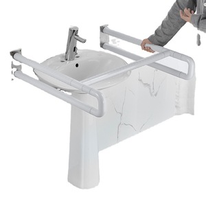 Barandilla de acero inoxidable para lavabo con pedestal 8868-3AC, barra de seguridad antideslizante amarilla para personas mayores y discapacitadas, para baño - Product Image 5