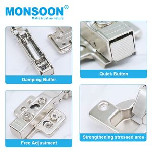 Charnières à fermeture en douceur 3D robustes de haute qualité charnière de garde-robe en fer encastré indivisible entrée scolaire de bureau à domicile - Product Image 3