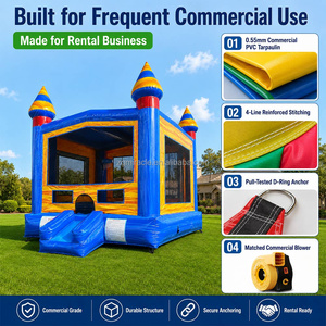 Château gonflable commercial bleu et orange <span class=keywords><strong>pour</strong></span> enfants, idéal <span class=keywords><strong>pour</strong></span> les fêtes et événements de location - Product Image 5