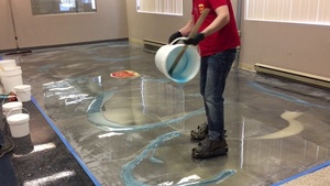 Revêtement et <span class=keywords><strong>peinture</strong></span> pour sols en résine époxy métallique de la marque MTBJZJ pour maisons commerciales en béton avec application au pinceau - Product Image 5