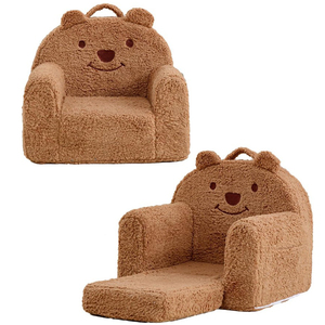 Canapé-lit pliable pour tout-petits avec housse en mousse sherpa 25D motif <span class=keywords><strong>ours</strong></span>, convertible en <span class=keywords><strong>fauteuil</strong></span> de lecture pour enfants de 1 à 3 ans, conforme à la norme CPSIA - Product Image 1