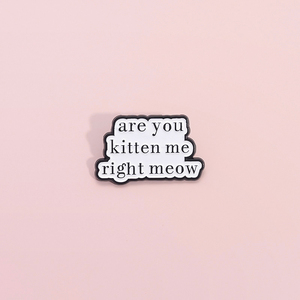 Sind Sie Kitten Me Right Meow Emaille Pins Nette Katze Zitate Broschen Rucksack Revers Abzeichen Lustige Schmuck Geschenk für Freunde Großhandel - Product Image 2